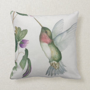 Almofada Aquarela Elegante do Jardim do Hummingbird