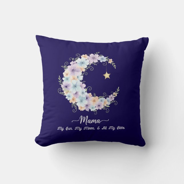 Almofada Aquarela Floral Lua Mamãe (Frente)