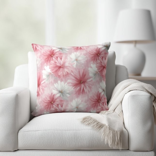 Almofada Aquarela Floral Rosa e Branco (Criador carregado)