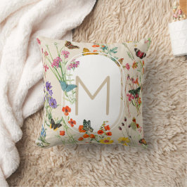 Almofada Aquarela Flores e Borboletas Jardim Floral