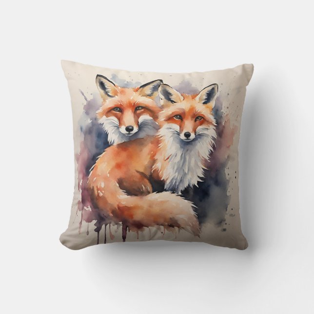 Almofada Aquarela Fox Duo (Frente)