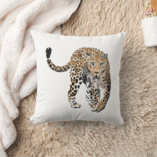 Almofada aquarela leopardo gato da selva animal pintado ver
