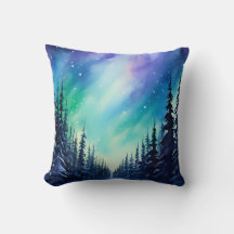 Aquarela Luzes do Norte aurora boreal