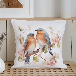 Almofada Aquarela Pássaros e Flores da Primavera