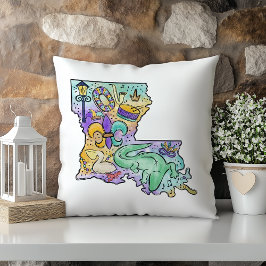 Almofada Aquarela Pastel Mardi Gras Estado da Louisiana