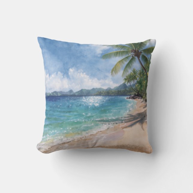 Almofada Aquarela Praia Havaí (Frente)