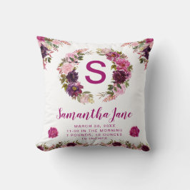 Almofada Aquarela Púrpura e Rosa Flores de Verão Bebê