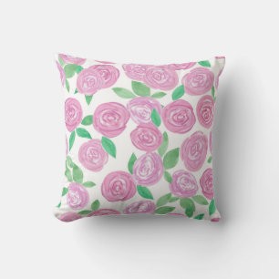 Almofada Aquarela, rosas cor-de-rosa