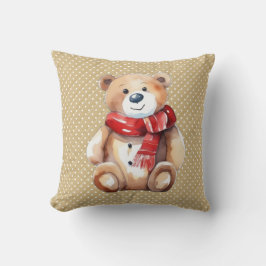 Almofada Aquarela Urso De Teddy De Inverno Nas Bolinhas