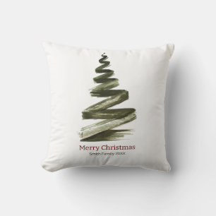 Almofada Aquarela Verde-Árvore Elegante de Natal