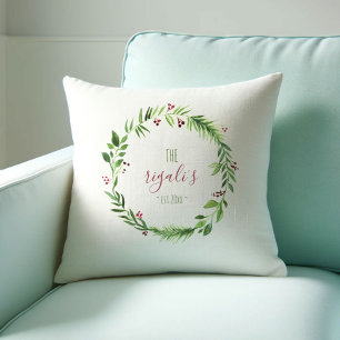Almofada Aquarela Vermelho e Verde Natal Personalizado Th