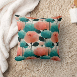 Almofada Aquarela Vintage Floral Rosa e Verde