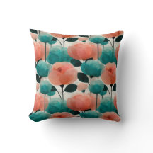 Aquarela Vintage Floral Rosa e Verde