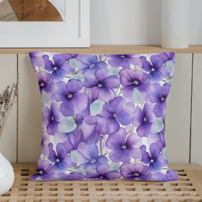 Almofada Aquarela Violeta Veludo (Criador carregado)