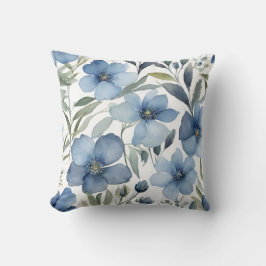 Almofada Aquarelas de Design Floral de Flores Azuis Arte