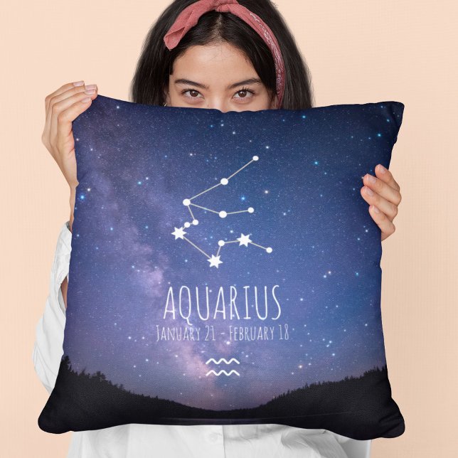 Almofada Aquário | Constelação Zodiac Personalizada (Criador carregado)
