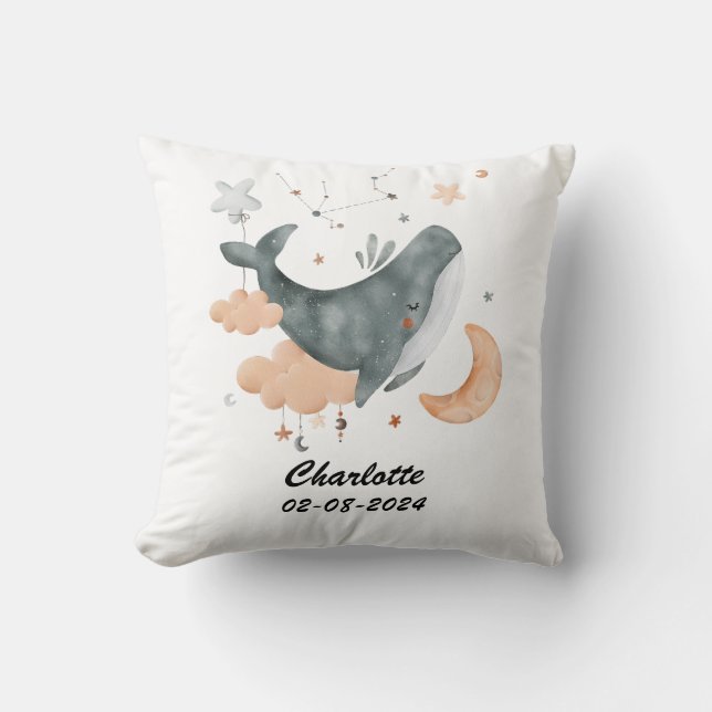 Almofada Aquarius Baby Customizable Zodiac Nursery (Frente)