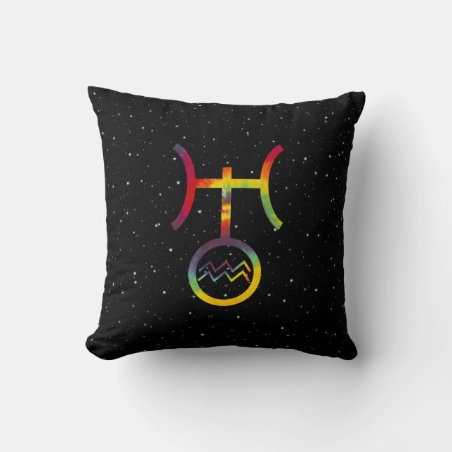Almofada Aquarius Uranus - Símbolo Planetário Starry Tie Dy (Frente)