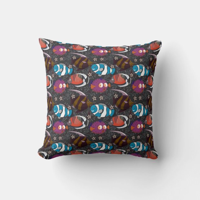Almofada Aquatic animals pattern | ocean underwater life 43 (Frente)