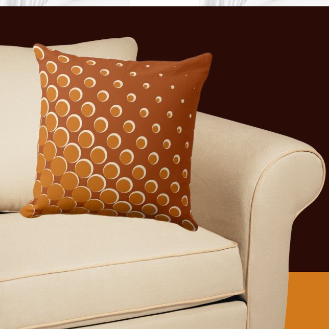 Almofada Aquecendo pontos de meia tonalidade laranja (Three-colored Halftone Pattern, Orange Throw Pillow)