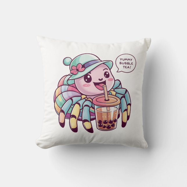 Almofada Aranha de Cartoon Adorável: Cozy, Kawaii Vibes (Frente)