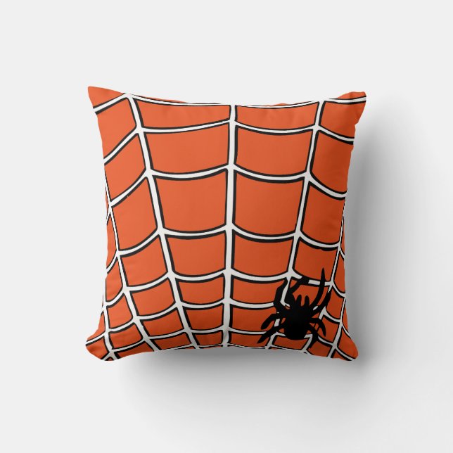 Almofada Aranha Feliz Halloween Divertida com a Web (Frente)