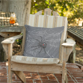 Almofada Aranha Viúva Negra e Desenho de Teia de Aranha Art