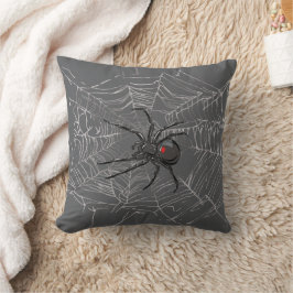 Almofada Aranha Viúva Negra e Desenho de Teia de Aranha Art