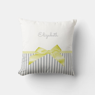 Almofada Arco Amarelo-Bonito com Stripes e Nome de Cinza Ra