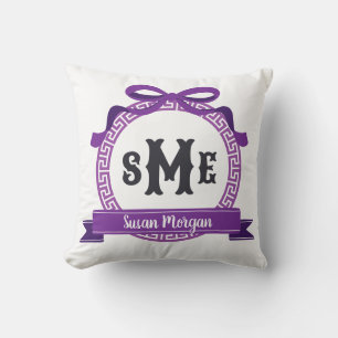Almofada Arco de Monograma Chave Grega Violeta Brilhante Ro