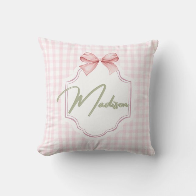 Almofada Arco do Madison Baby Girl Personalizado &Gingham (Frente)