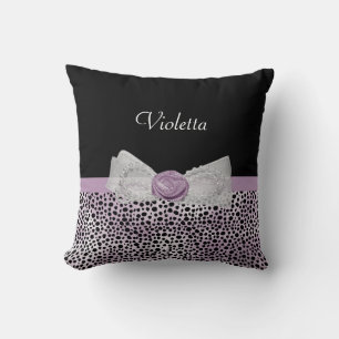 Almofada Arco e nome de Rosa de Chic Purple Cheetah Impress