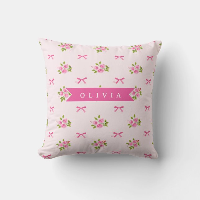 Almofada Arco Floral Feminino Cor-de-Rosa Personalizado Coq (Frente)
