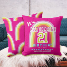 Arco-íris Aniversário de 21 anos Rosa Quente
