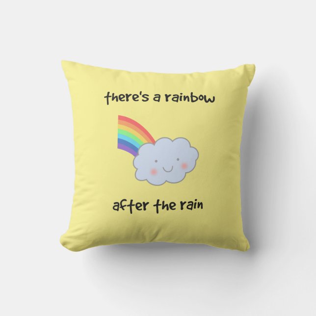 Almofada Arco-Íris após Chuva Sorrindo Nuvem (Frente)