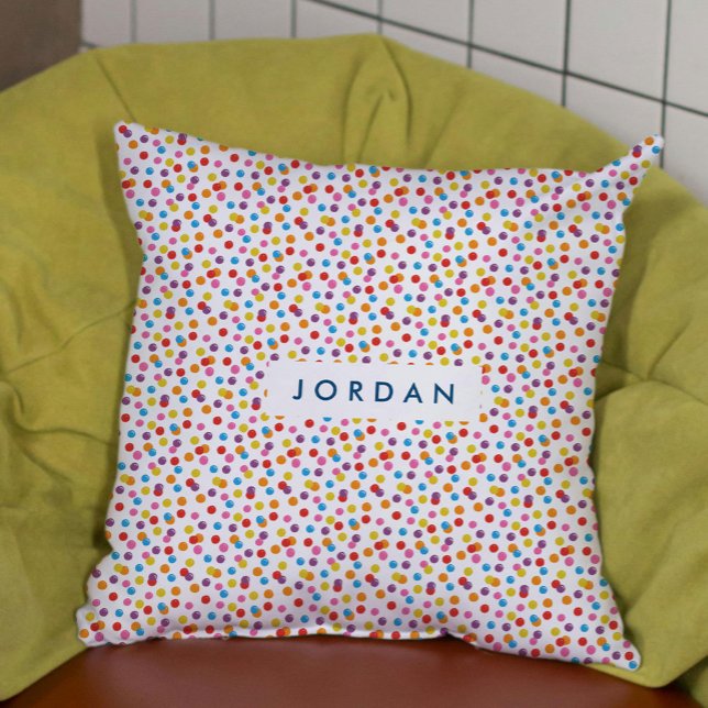 Almofada Arco-Íris Colorido, Goma-Arco-Íris Personalizada (Colorful Rainbow Bubble Gum Gumball Candy Personalized Throw Pillow)