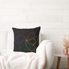 Almofada Arco-íris Colorido sobre flor Negra do coração