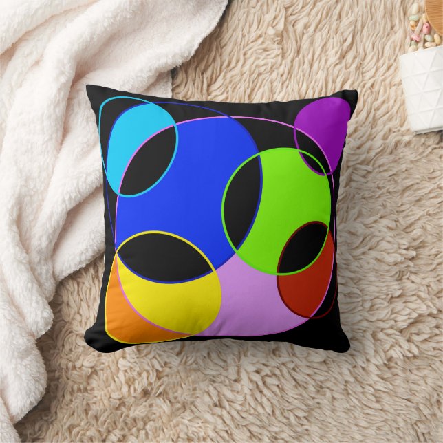 Almofada Arco-íris cores círculos design (Cobertor)
