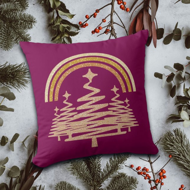 Almofada Arco-Íris Festivo Dourado Estimulando Árvores-Alvo (Criador carregado)