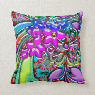 Almofada Arco-íris fresco Funky de flores retros