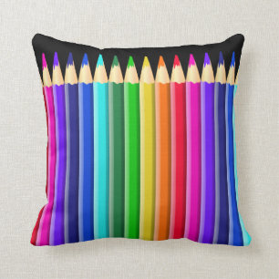 Almofada Arco-íris grande design colorido do pastel (lápi