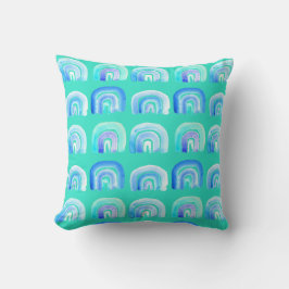 Almofada Arco-íris retrô azul Pastel