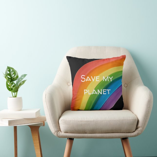 Almofada ARCO-ÍRIS Salve meu planeta (personalizável) (Cadeira)