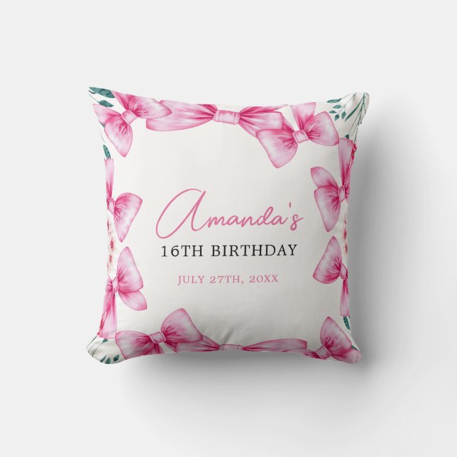 Almofada Arco Rosa Floral Coquette Sweet 16 Aniversário (Frente)