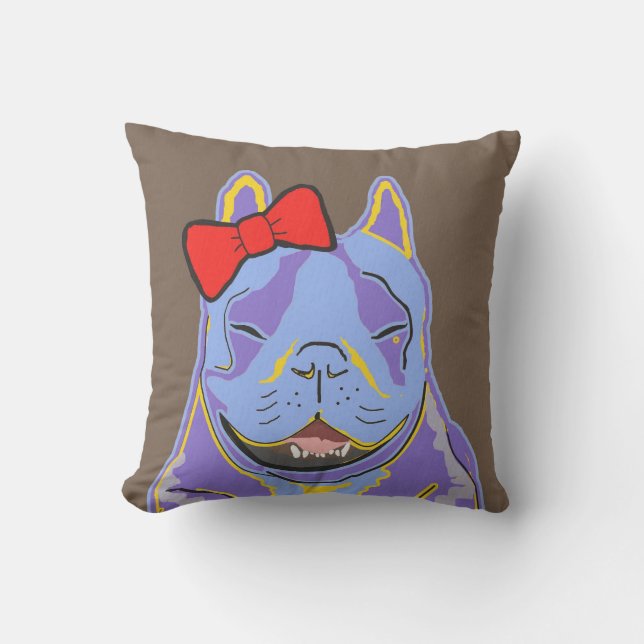 Almofada Arco vermelho de sorriso de Boston Terrier (Frente)