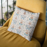 Almofada Arcos Azuis e Blossomo Boho<br><div class="desc">Travesseiro boho e rústico com ilustração desenhada à mão de arcos e flores em azul.</div>