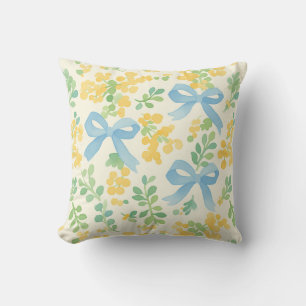 Almofada Arcos azuis e padrão amarelo de Cottagecore Floral