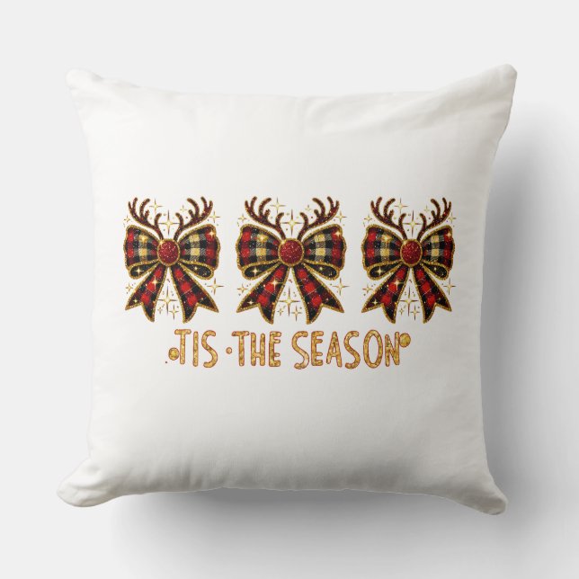 Almofada Arcos de Natal Arcos de Xadrez Vermelho (Frente)