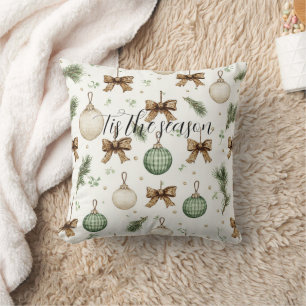 Almofada Arcos Marrons Rústicos Creme Verde Natal