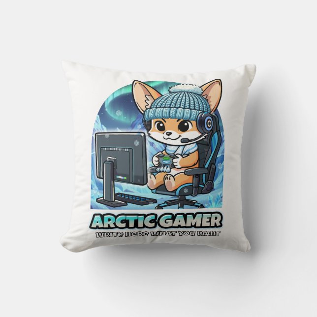 Almofada Arctic Gamer Fennec Fox - Winter Gaming Aurora Bor (Frente)